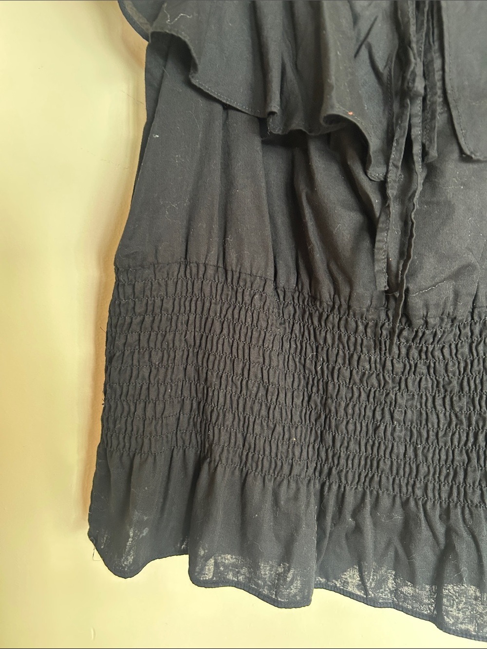 Lauren Ralph Lauren Black Ruffle-Trim Tie Front Top - Picture 4 of 6